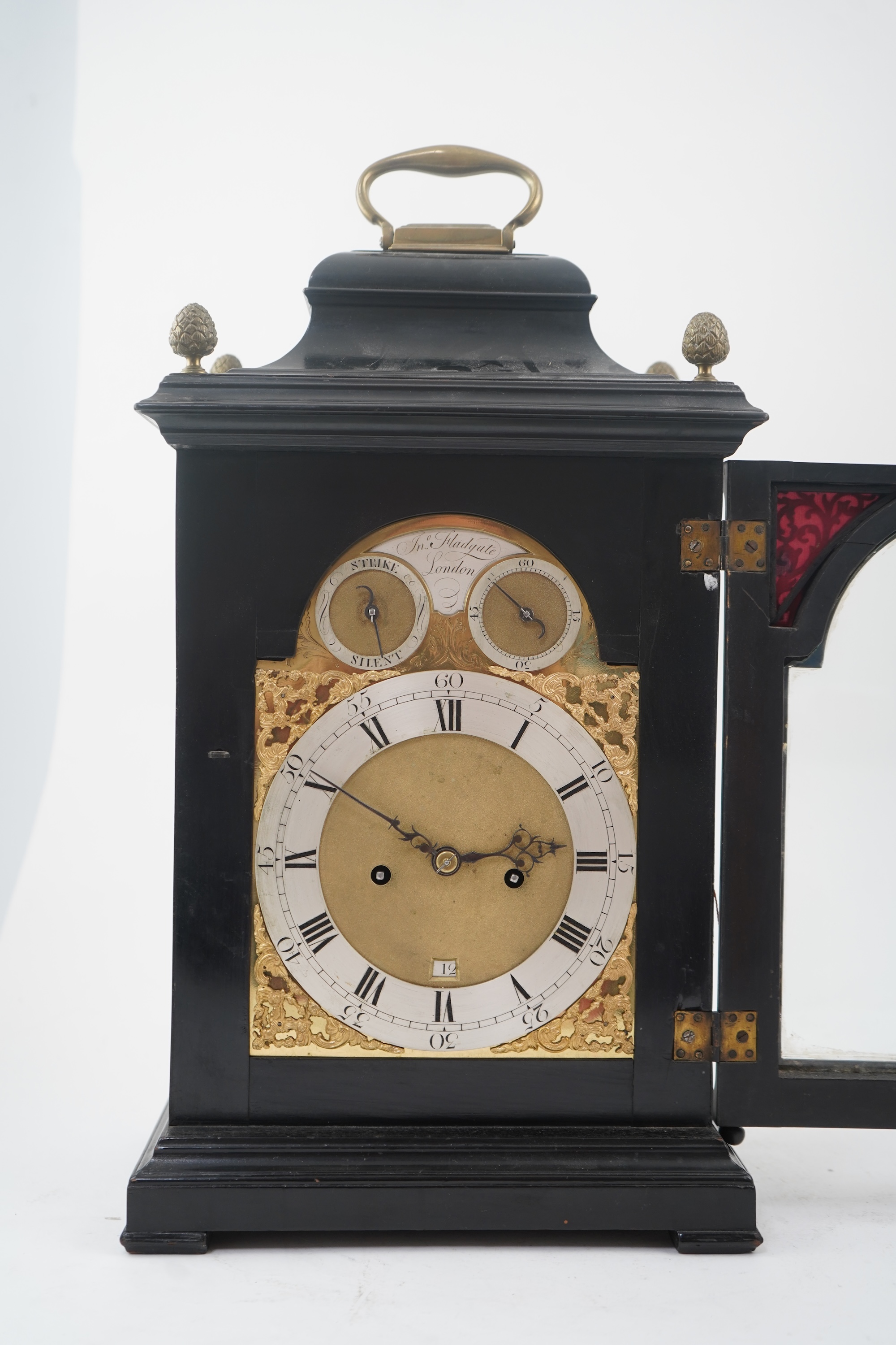 A George III double fusee ebonised bracket clock by John Fladgate, London